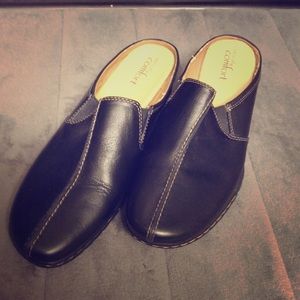 Black leather comfortable shoes